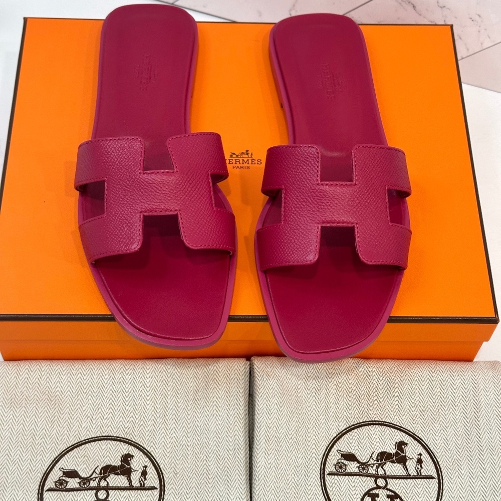 HERMES ORAN SANDALS Rose Magenta